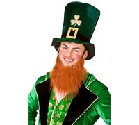 Wicked Costumes Adult Deluxe St Patricks Irish Leprechaun Top Hat with Beard Fancy Dress Hat Accessory