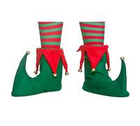 Wicked Costumes Adult Green/Red Elf Boots with Bells Christmas Fancy Dress