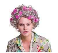 Wicked Costumes Adult Grey Granny Wig with Pink Rollers