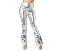 Wicked Costumes Adult Ladies 60's/70's Metallic Silver Disco Flares