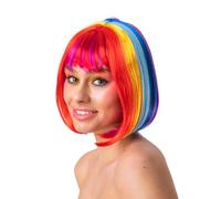Wicked Costumes Adult Ladies Rainbow Multicoloured Short Bob Wig