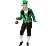 Deluxe Leprechaun + Hat Mens Fancy Dress Irish St Patricks Day Adults Costume