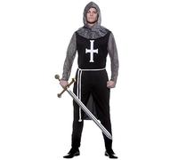 Wicked Costumes Adult Mens Medieval Black Knight Fancy Dress Costume - Plus Size