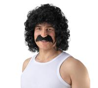 Wicked Costumes Adult Mens Perm with Tash - Black