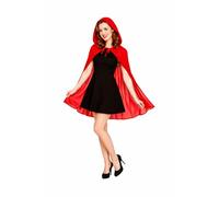 Wicked Costumes Adult Red Hooded Cape - Short 84cm Fancy Dress Cloak for Halloween, Devil, Vampire & Little Red Riding Hood - One Size