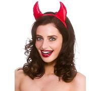 Wicked Costumes Adult Red PVC Devil Horns on Headband Halloween Fancy Dress Accessory (One Size)