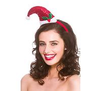 Wicked Costumes Adult Red Sequin Santa Hat on Headband Christmas Fancy Dress Accessory