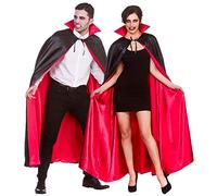 Wicked Costumes Adult Super Deluxe Black/Red Satin Vampire Cape with Collar Fancy Dress Accessory - 140cm