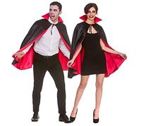 Wicked Costumes Adult Super Deluxe Black/Red Satin Vampire Cape With Collar Fancy Dress Accessory - 80cm