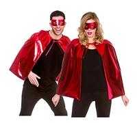 Wicked Costumes Adult Superhero Cape & Mask - Metallic Red Fancy Dress Accessory