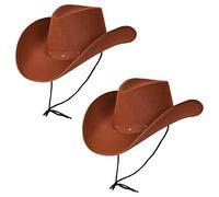 Wicked Costumes Adult Texan Cowboy Hat Brown 2 Pack Fancy Dress Party Accessory Wild Western Sheriff Country Western Rancher