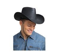 Wicked Costumes Adult Texan Cowboy Hat Fancy Dress Party Accessory - Black Aged Leather