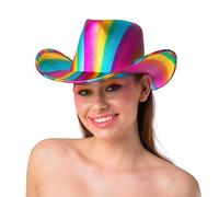 Wicked Costumes Adult Texan Cowboy Hat Fancy Dress Party Accessory (Metallic Rainbow)