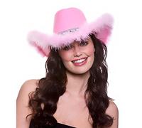 Texan Cowgirl Hat Sequins Feathers Hen Night Fancy Dress - Pink