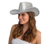Wicked Costumes Adult Texan Cowboy Hat Fancy Dress Party Accessory (Silver Sequin)