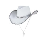 Wicked Costumes Adult Texan Cowboy Hat White Sequin 2 Pack Fancy Dress Party Accessory Wild Western Sheriff Country Western Rancher Hen Party