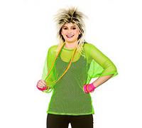 Wicked Costumes Adult Unisex 80's Mesh Top (Neon Green) - Plus Size (UK 12-16)