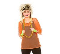 Wicked Costumes Adult Unisex 80's Mesh Top (Neon Orange) - One Size (UK 6-10)