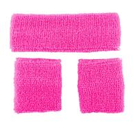 Wicked Costumes Adult Unisex 80's Neon Pink Sweatband & Wristbands Fancy Dress Accessory