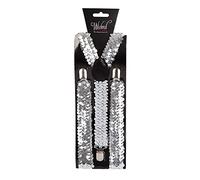 Wicked Costumes Adult Unisex Adjustable Silver Sequin Braces Fancy Dress Accessory