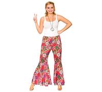 Wicked Costumes Adult Womans Flower Power Hippie Pants Fancy Dress - X-Small (UK 6-8) Pink
