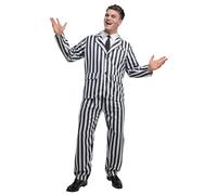 Wicked Costumes Black and White Stripe Suit Fancy Dress Costume - X-Large