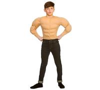 Wicked Costumes Boys Muscle Chest Shirt - Skin Colour - One Size (6-10 Years)