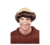 Wicked Costumes Brown Monk Wig with Bald Crown, Medieval Fancy Dress | Brown monk wig with bald crown and curled sides for friar, medieval, religious and adult fancy dress costumes.
