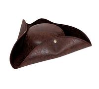 Wicked Costumes Deluxe Pirate Hat for Adults - Leather Look Caribbean Pirate Captain Fancy Dress Accessory - Tricorn Buccaneer Hat for Halloween, Parties & Cosplay