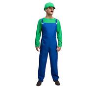 Wicked Costumes Funny Workman Fancy Dress Costume - Green/Blue