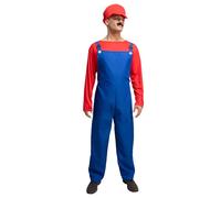 Wicked Costumes Funny Workman Fancy Dress Costume - Red/Blue