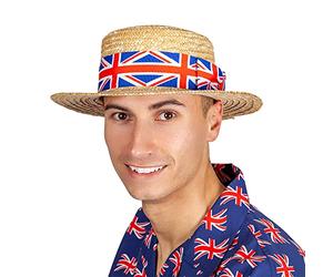 Wicked Costumes G.B Union Jack Classic Straw Boater Hat