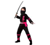 Wicked Costumes Girls Power Ninja Black/Pink Fancy Dress Costume - Large (8-10 Years)