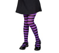 Wicked Costumes Kids Black & Purple Candystripe Tights - Small (4-6 Years)