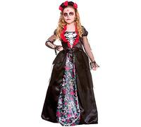 Wicked Costumes Kids Girls Deluxe Day of the Dead Dress & Headpiece Halloween Fancy Dress Costume (11-13 Years)