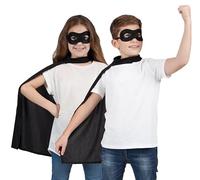 Wicked Costumes Kids Unisex Superhero Cape & Mask - Black - One Size 6-10 Years