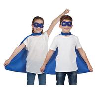 Wicked Costumes Kids Unisex Super Hero Cape & Mask Fancy Dress Costume - Blue (One Size 6-10 Years)