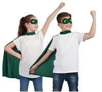Wicked Costumes Kids Unisex Super Hero Cape & Mask Fancy Dress Costume - Green (One Size 6-10 Years)