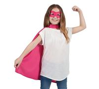 Wicked Costumes Kids Unisex Super Hero Cape & Mask Fancy Dress Costume - Pink (One Size 6-10 Years)