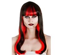 Wicked Costumes Ladies Alluring Vampire Black and Red Wig Halloween Fancy Dress