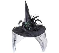 Ladies Black Witches Hat Halloween Fancy Dress Costume Accessory