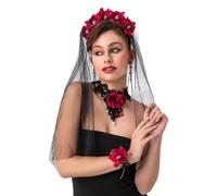 Wicked Costumes Ladies Day of the Dead 4pc Lace Jewellery Set