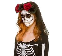 Wicked Costumes Ladies Day of the Dead Rose Headband and Veil Fancy Dress Accessory