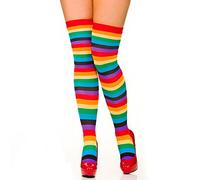 Wicked Costumes Ladies Rainbow Stripey Thigh High Stocking Fancy Dress Accessory