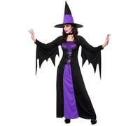 Wicked Costumes Ladies Spellbound Witch Purple/Black Halloween Fancy Dress Costume