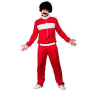 Wicked Costumes Mens 80's Scouser Trackie - Red Fancy Dress Costume - Plus Size