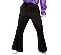 Wicked Costumes Mens Black 70s Disco Flares with Pockets Fancy Dress Costume - Small