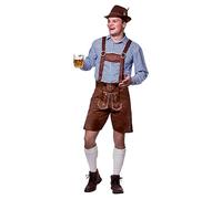 Wicked Costumes Mens Deluxe Authentic Lederhosen (Faux Suede) Fancy Dress Costume - Small