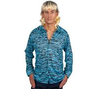 Wicked Costumes Mens Exotic Tiger Print Shirt Fancy Dress Costume - Small Blue