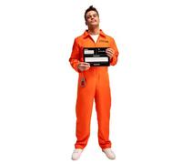 Wicked Costumes Mens Orange Convict with Handcuffs & I.D Board Fancy Dress Costume - X-Small